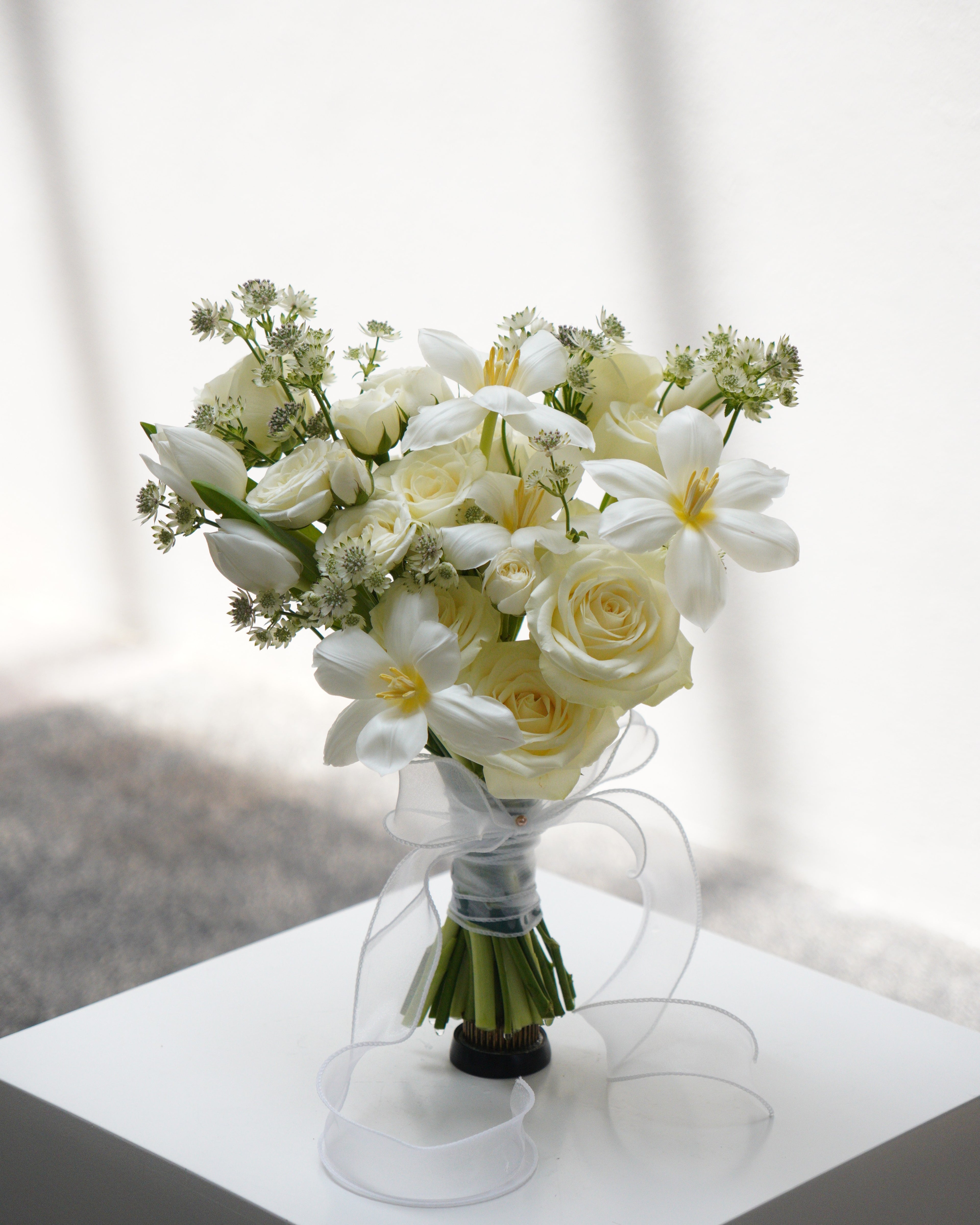 White Tulips and Roses Bouquet