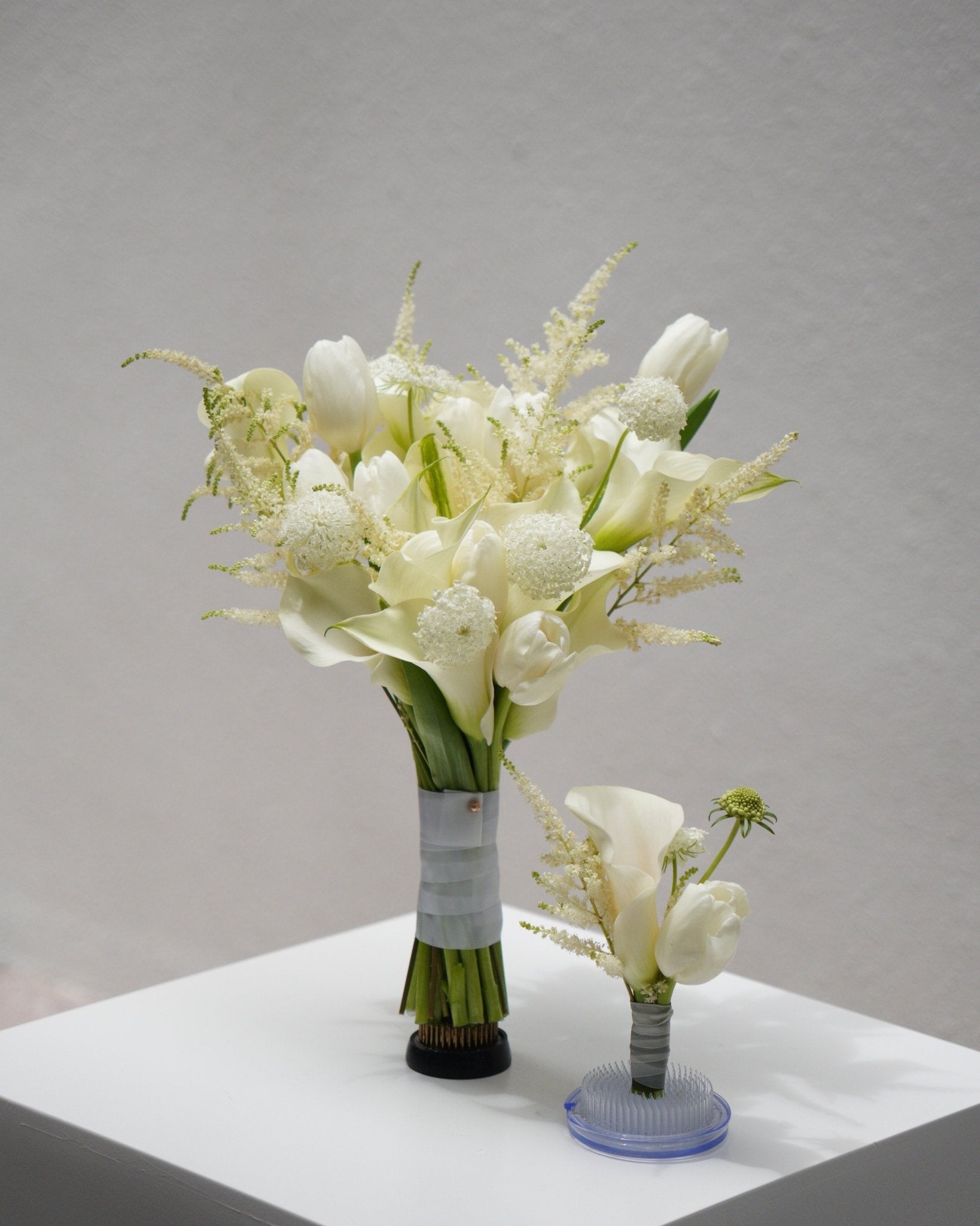 lily and tulip flower bouquet White Calla Lily and Tulip Bridal Bouquet