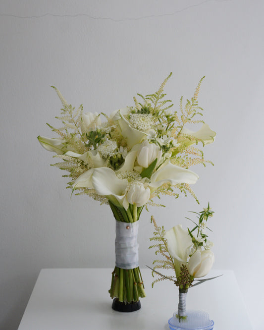 White Calla Lily and Tulip Bridal Bouquet