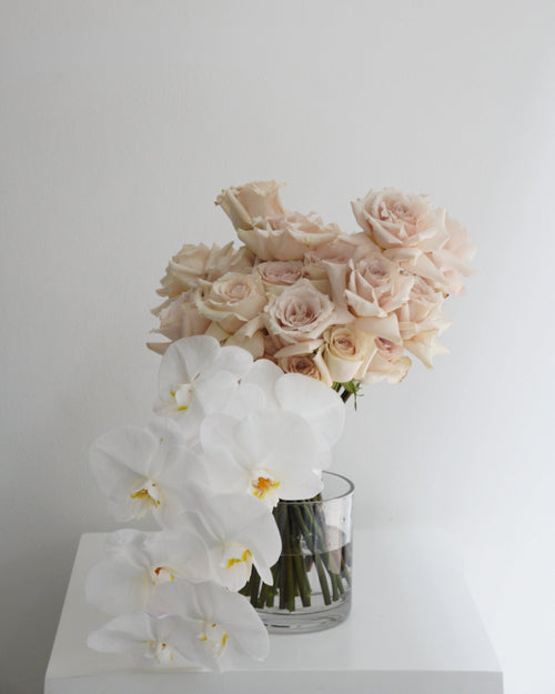 Blush Roses with Orchids Bridal Bouquet - Fiore Arte