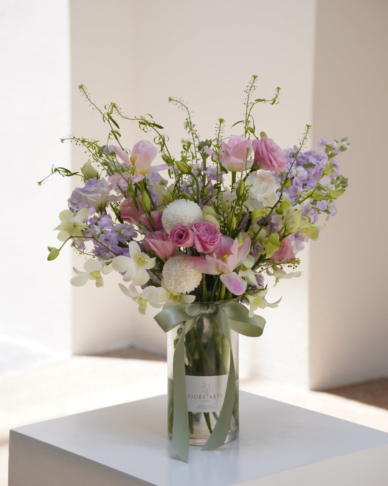 Violet Vase Arrangement - Fiore Arte