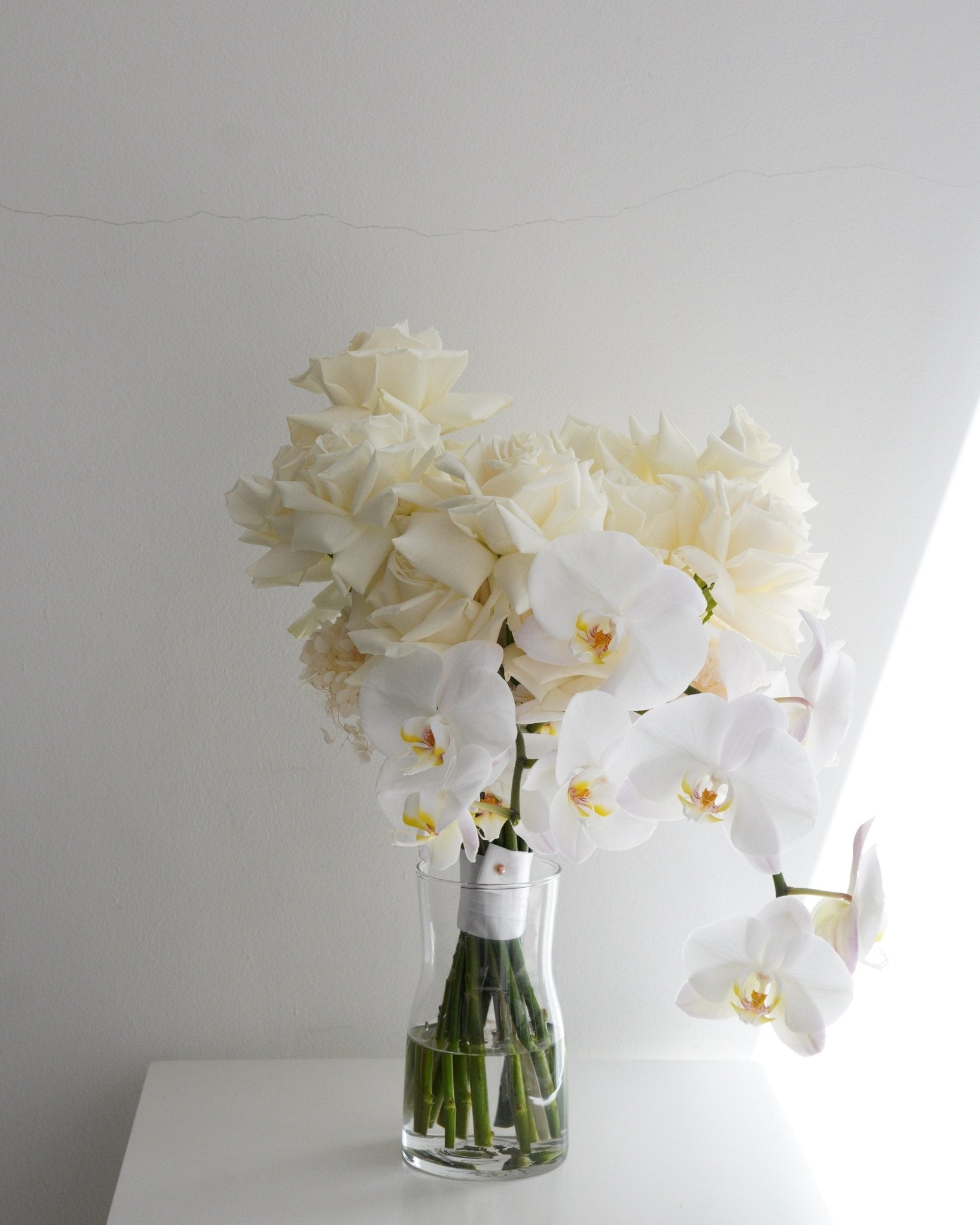 White Roses with Orchids Bridal Bouquet - Fiore Arte